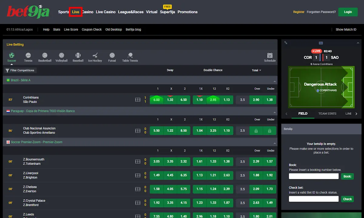 Live Beting Bet9ja Screenshot